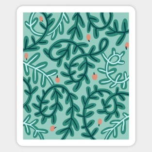 Green leaves and fruits pattern, botanical illustration Sticker